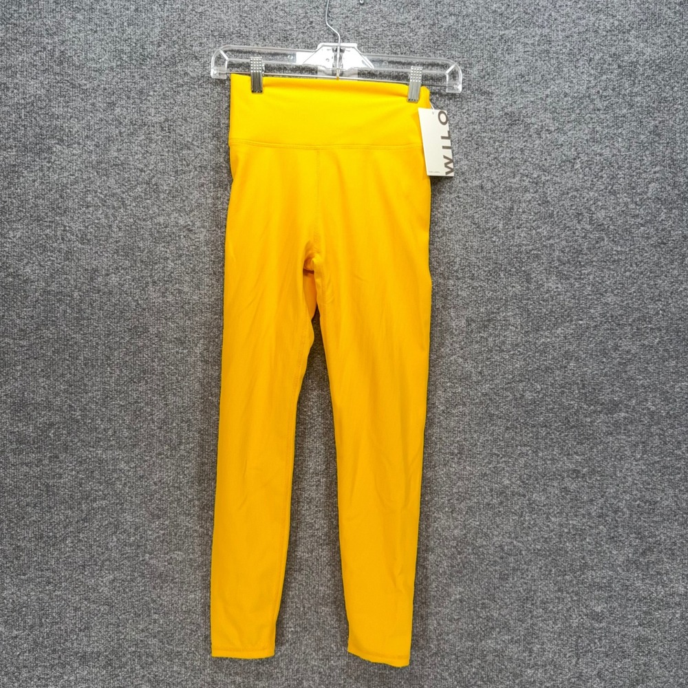 Wilo The Label Leggings Women Small Yellow Ribbed High Waisted Yoga Athletic NEW